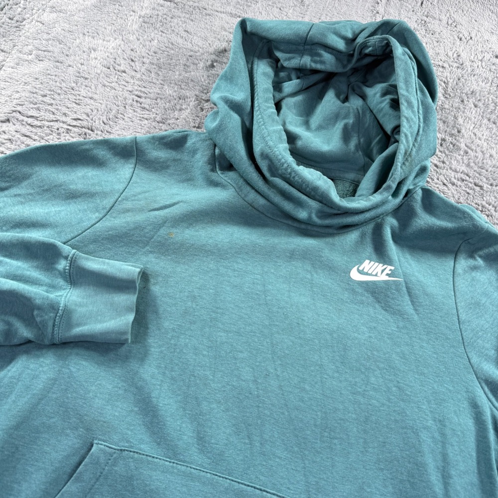 Nike Womens Hoodie Teal Blue Funnel Neck Pullover Sweatshirt Size S Small
